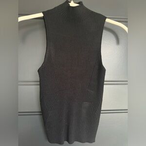 Black knit cropped Petal & Pup mock turtle neck. Small
